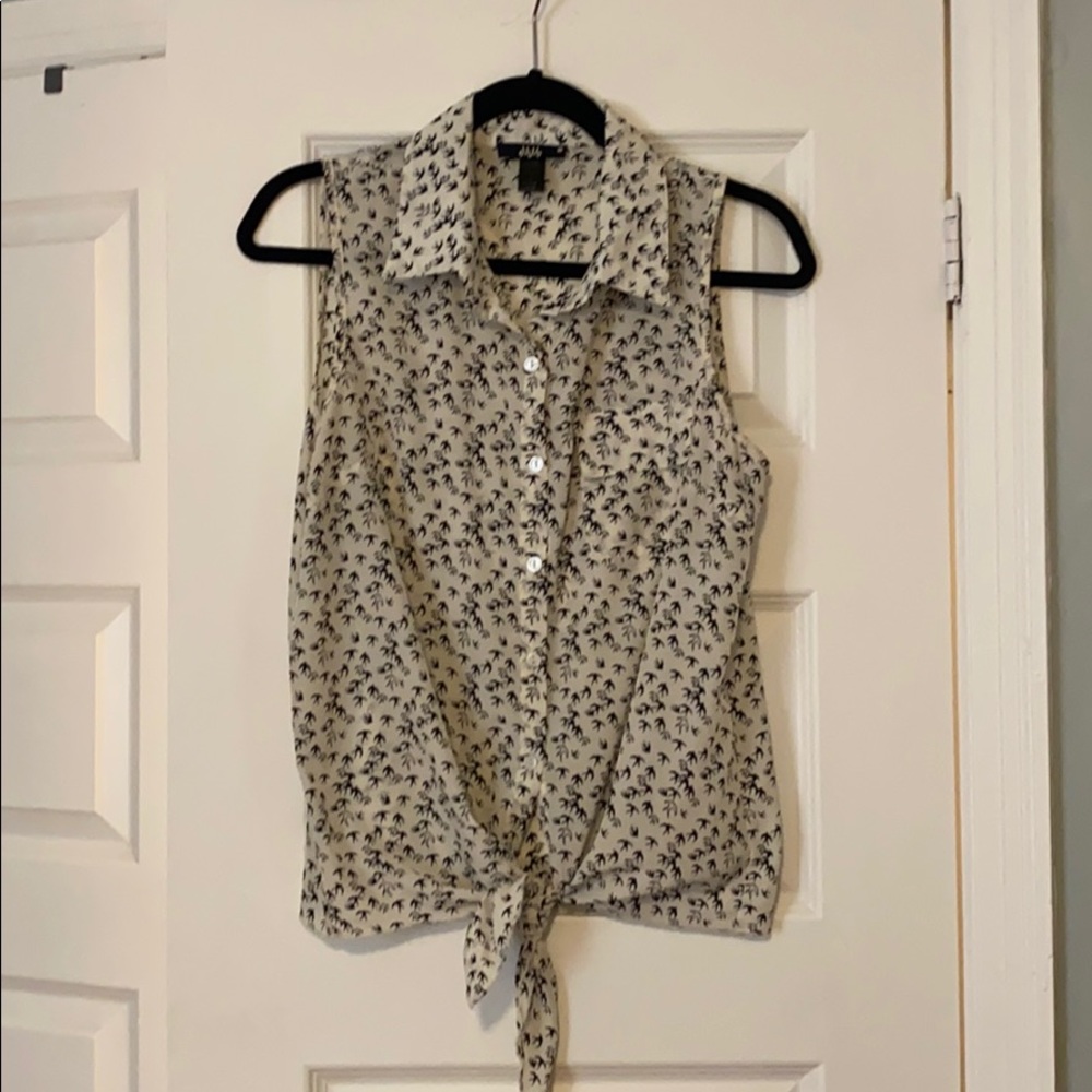 Ivory tie from bird blouse